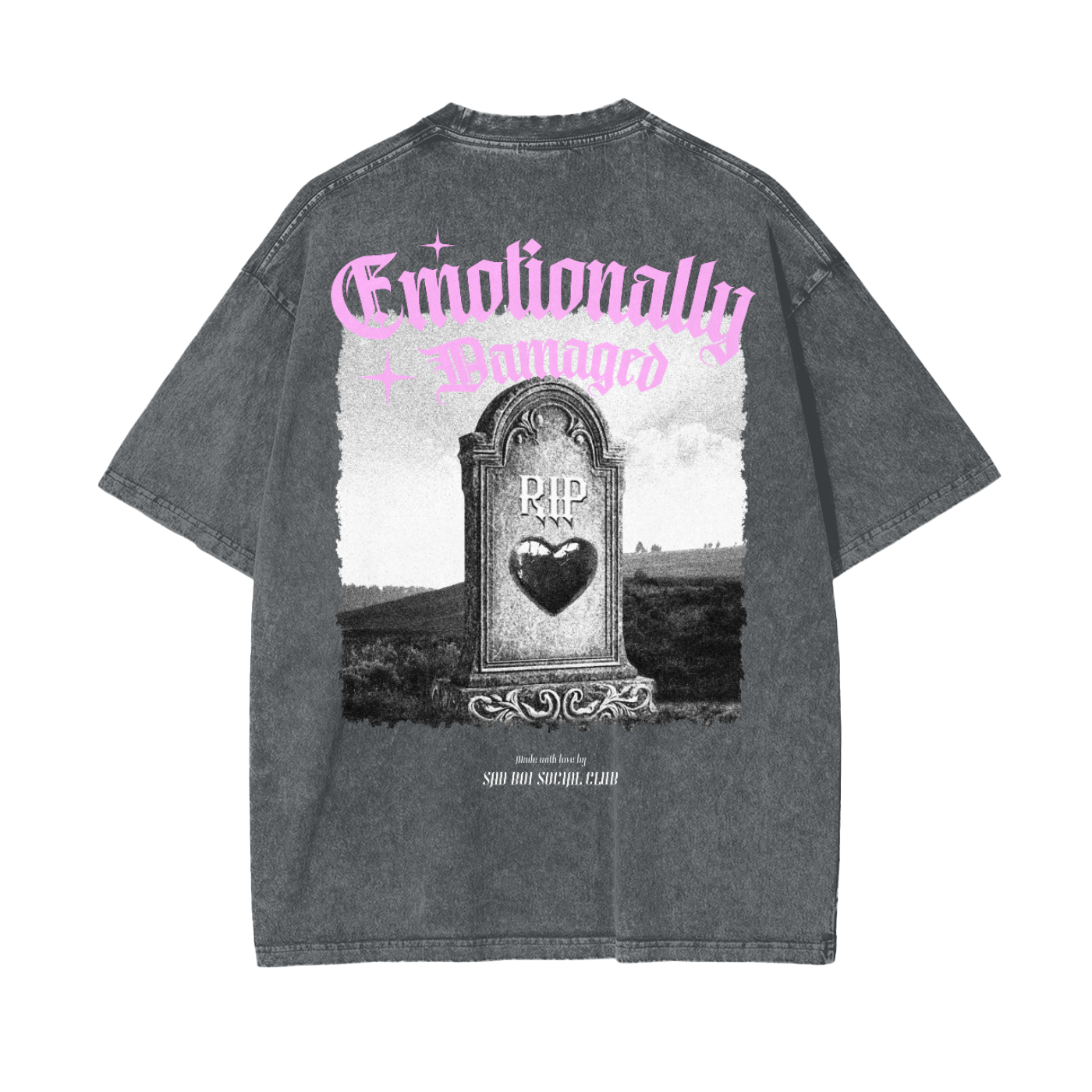 EMOTIONALLY DAMAGED (TOMBSTONE) - OVERSIZED TEE