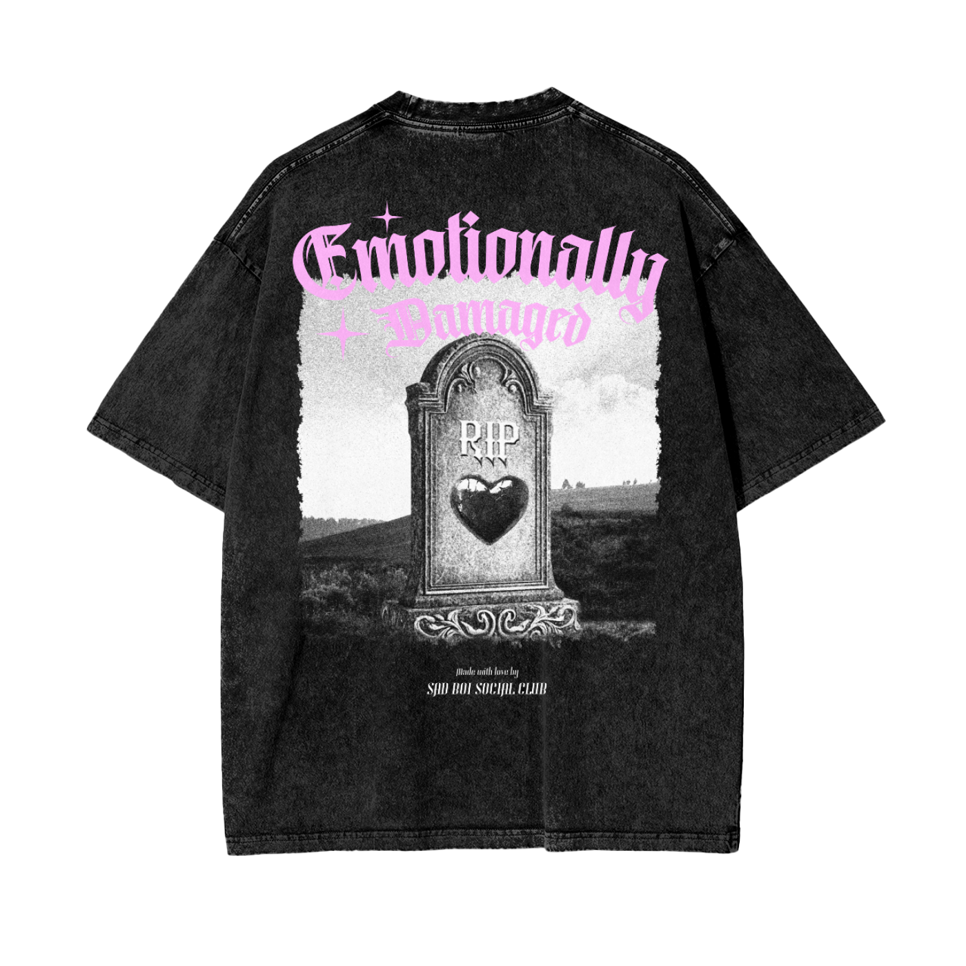 EMOTIONALLY DAMAGED (TOMBSTONE) - OVERSIZED TEE